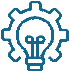 Gear and lightbulb icon combined, symbolizing innovation and technology