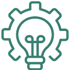 Gear and lightbulb icon combined, symbolizing innovation and technology